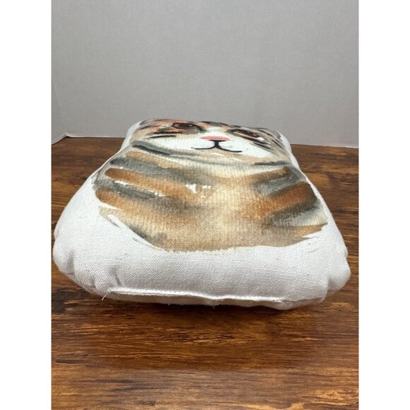Whimsical Shaped Watercolor Tabby Cat Pillow- 11x9 - Picture 2 of 3